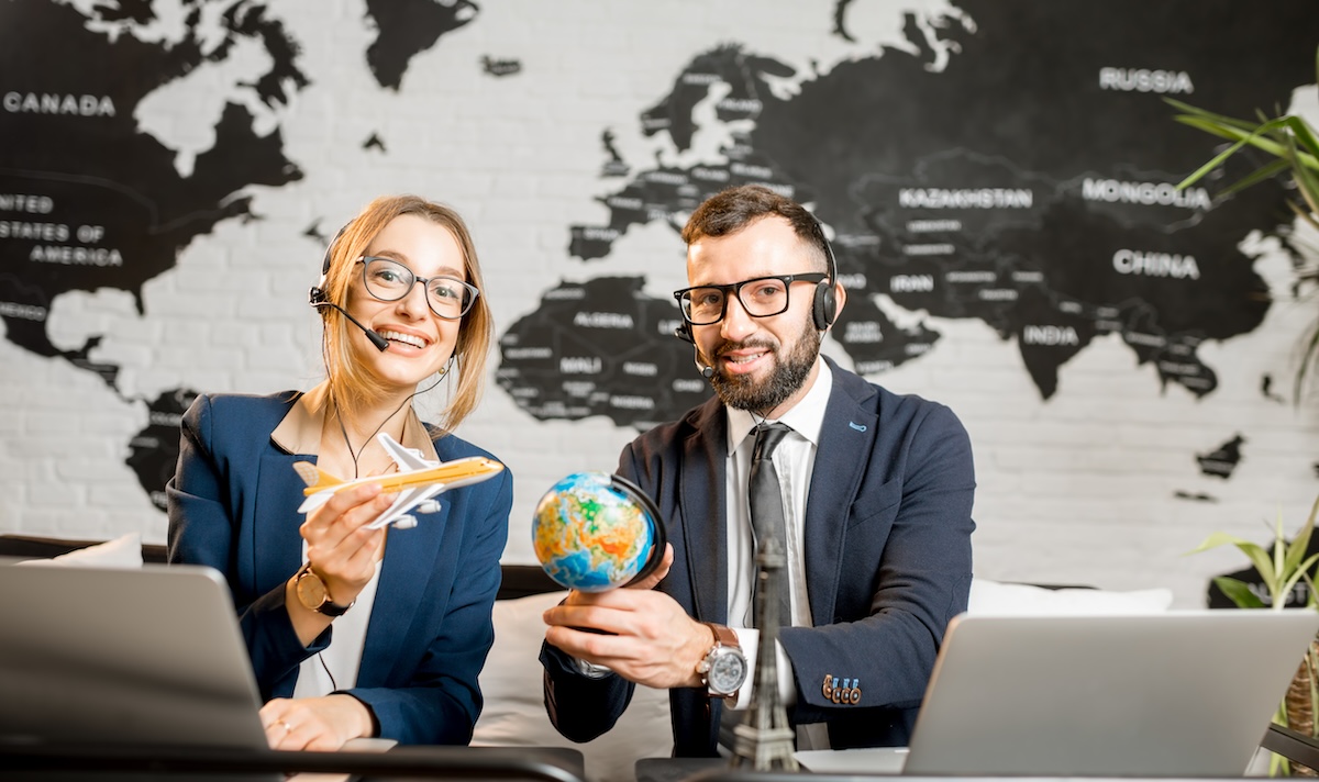 Couple of business travel managers