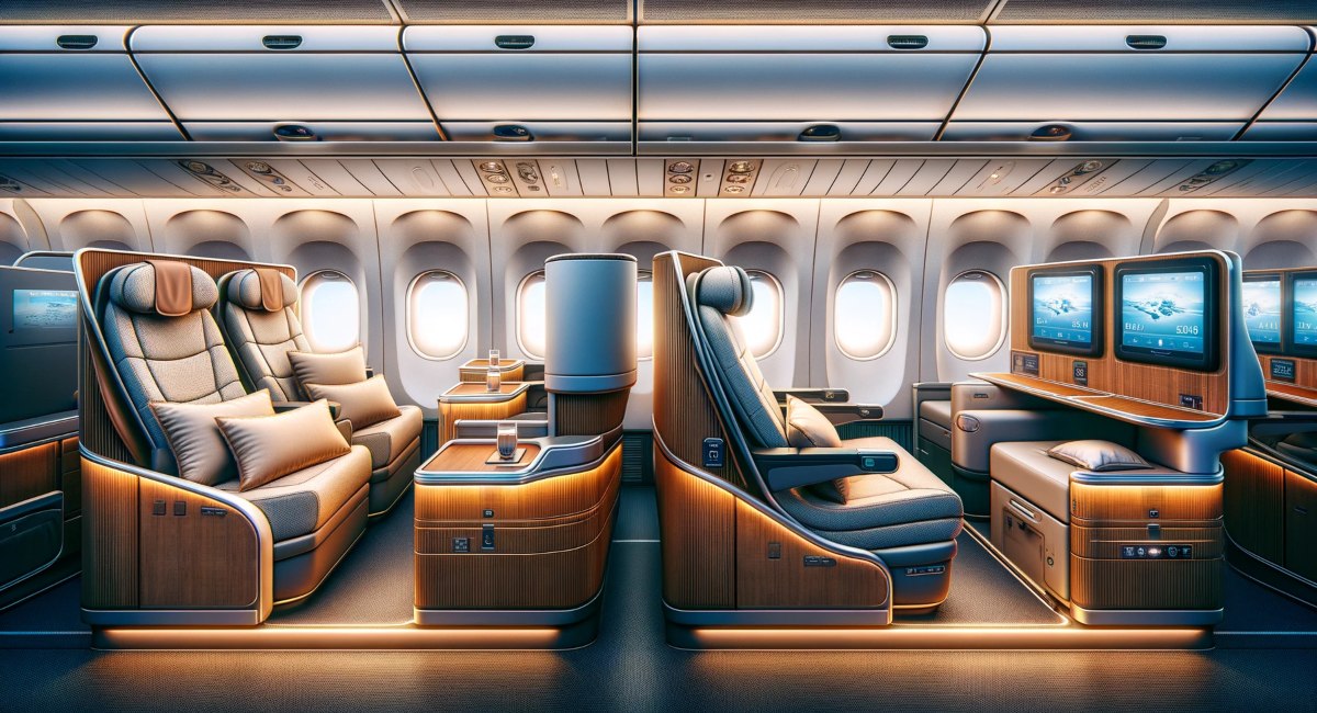 Business Class seats in an airplane